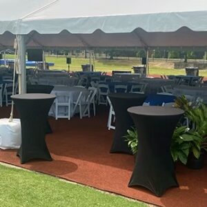 Bistro Table Black Spandex Linen Rental for Events | Grand Tents & Events