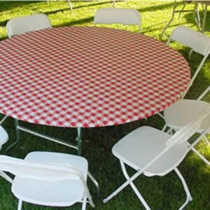 red gingham kwik cover round table linen rental Events | Grand Tents & Events